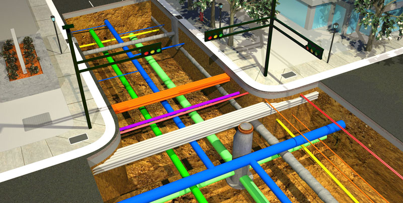 model of underground utilities