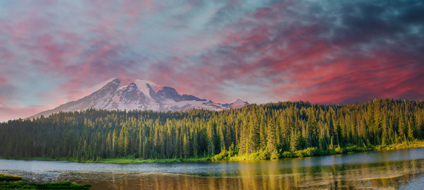 Mount Rainier, also known as Tahoma or Tacoma, is a large active stratovolcano in the Cascade Range of the Pacific Northwest.